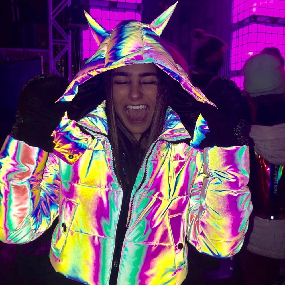 Current Mood Dollskill reflective cropped puffer